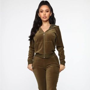 Velour set - olive